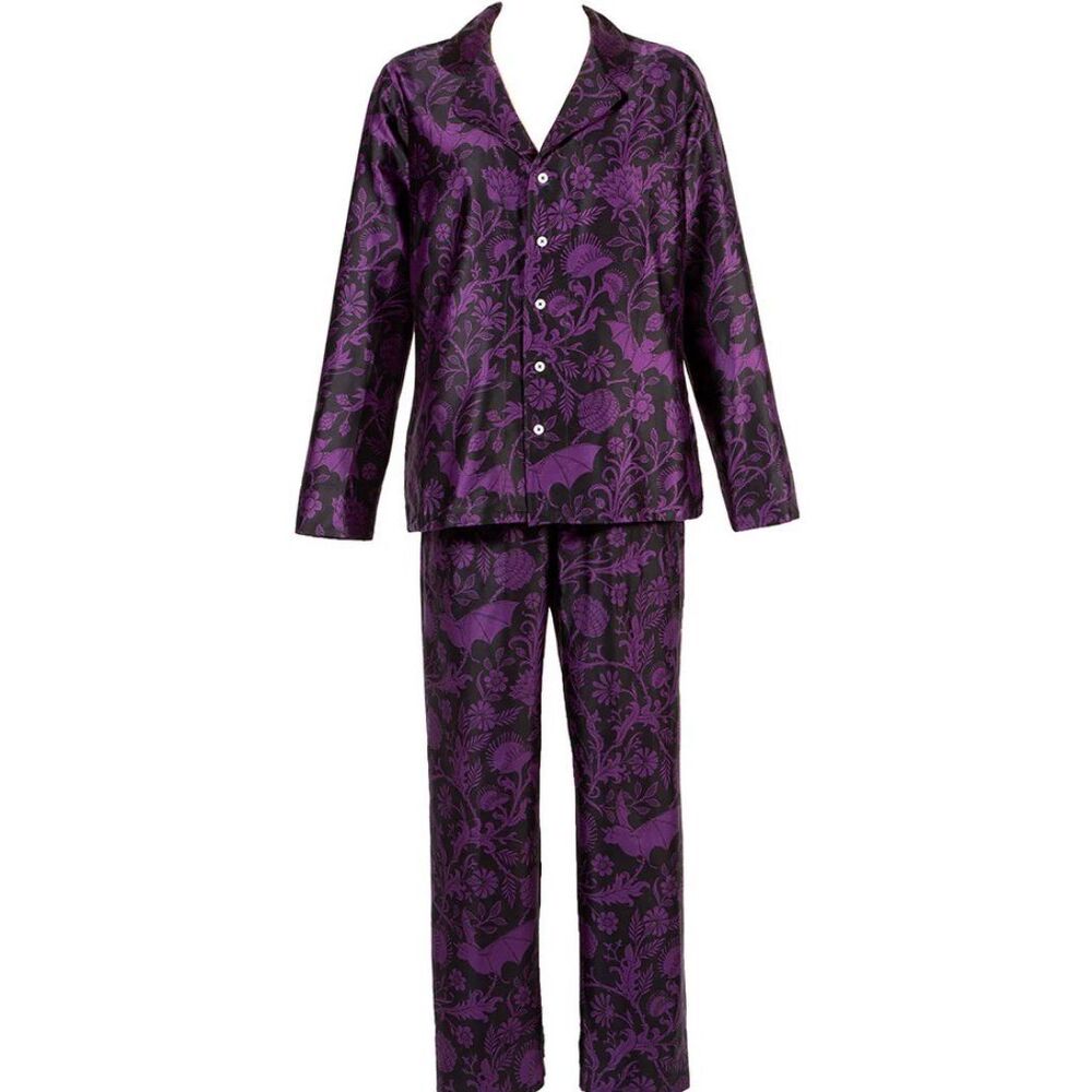 Sin in Linen Elysian Fields Purple Bat Pajama Set Plus Size 3X
